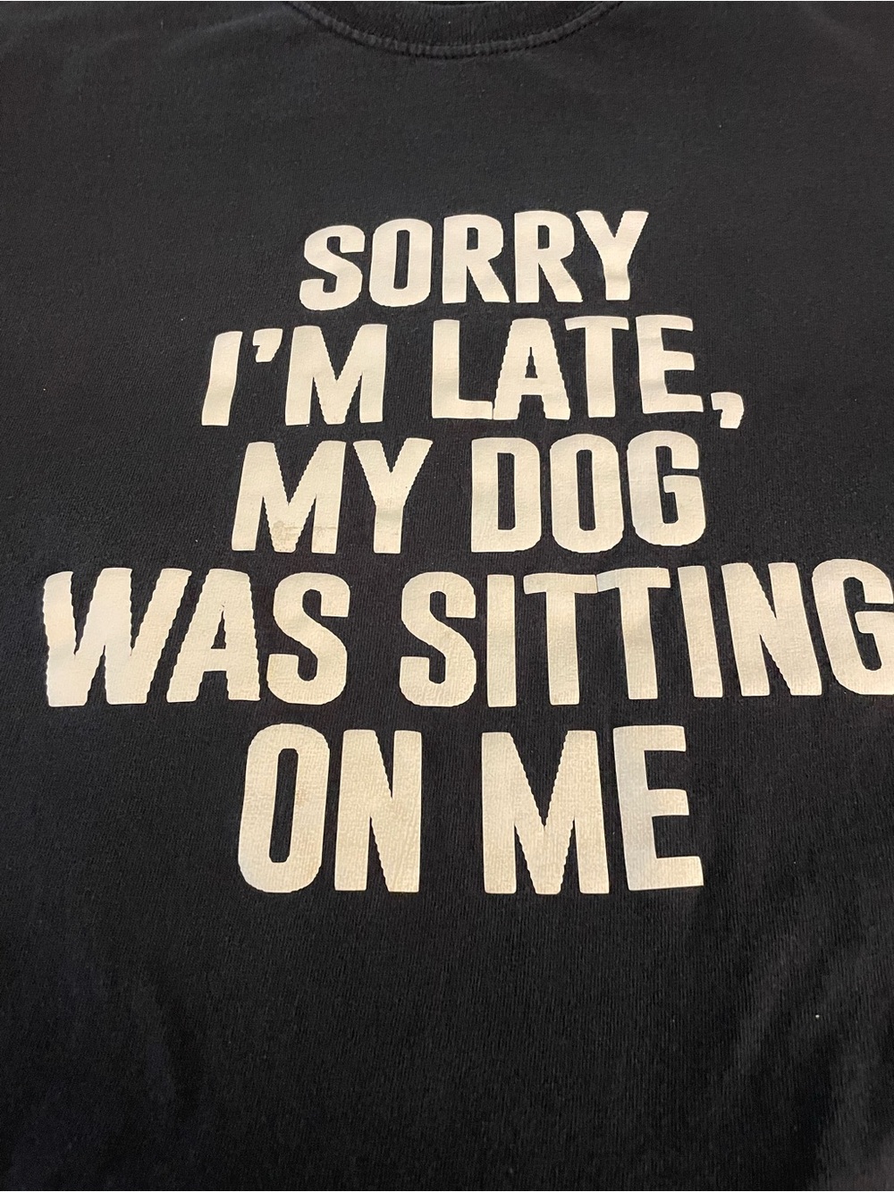 Gildan Black Tee with White Bold Dog Quote